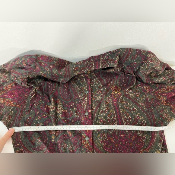 Vintage Womens Size 14 Button Up Paisley Print Shirt Mister Leonard Shoulder Pad - Picture 9 of 9
